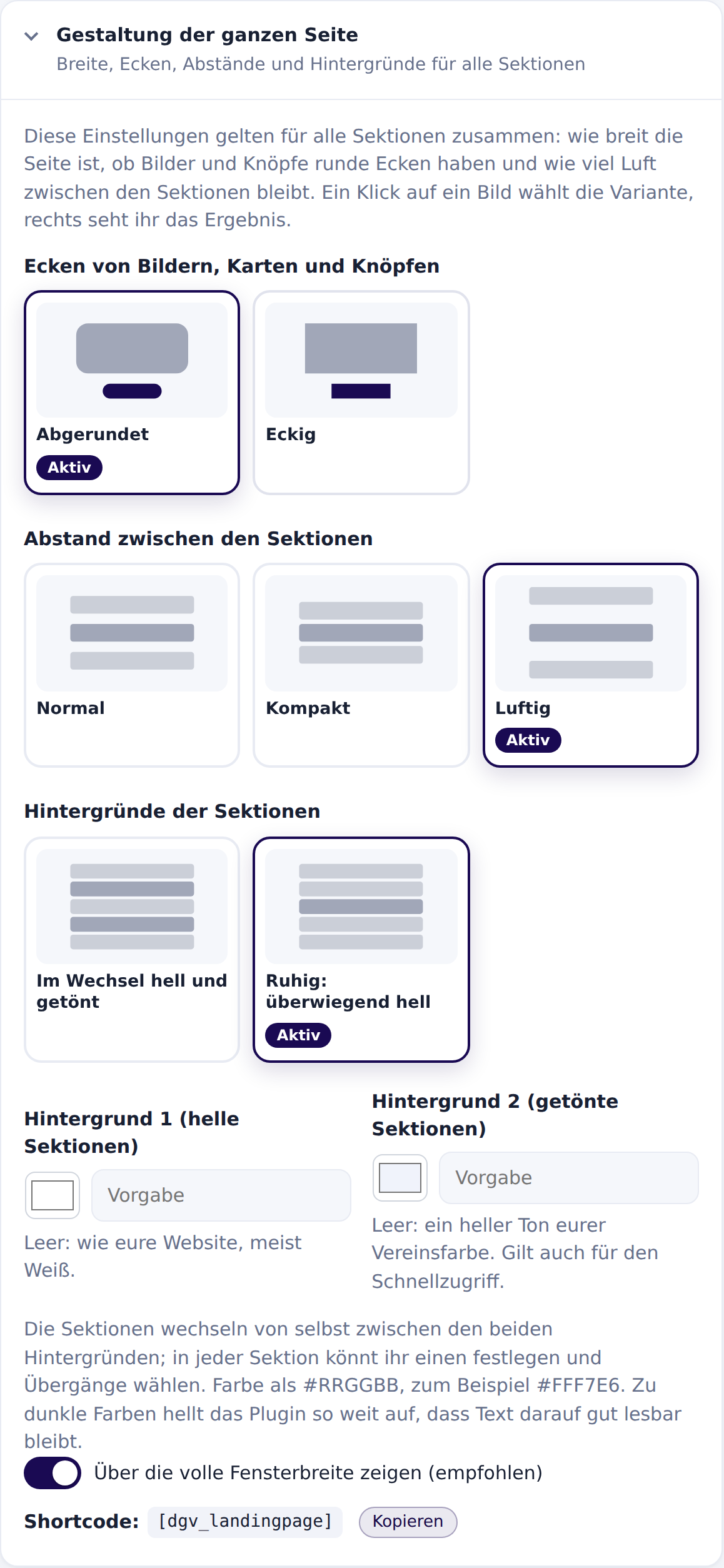 Karte Gestaltung der ganzen Seite mit Skizzen für Ecken, Abstand und Hintergründe